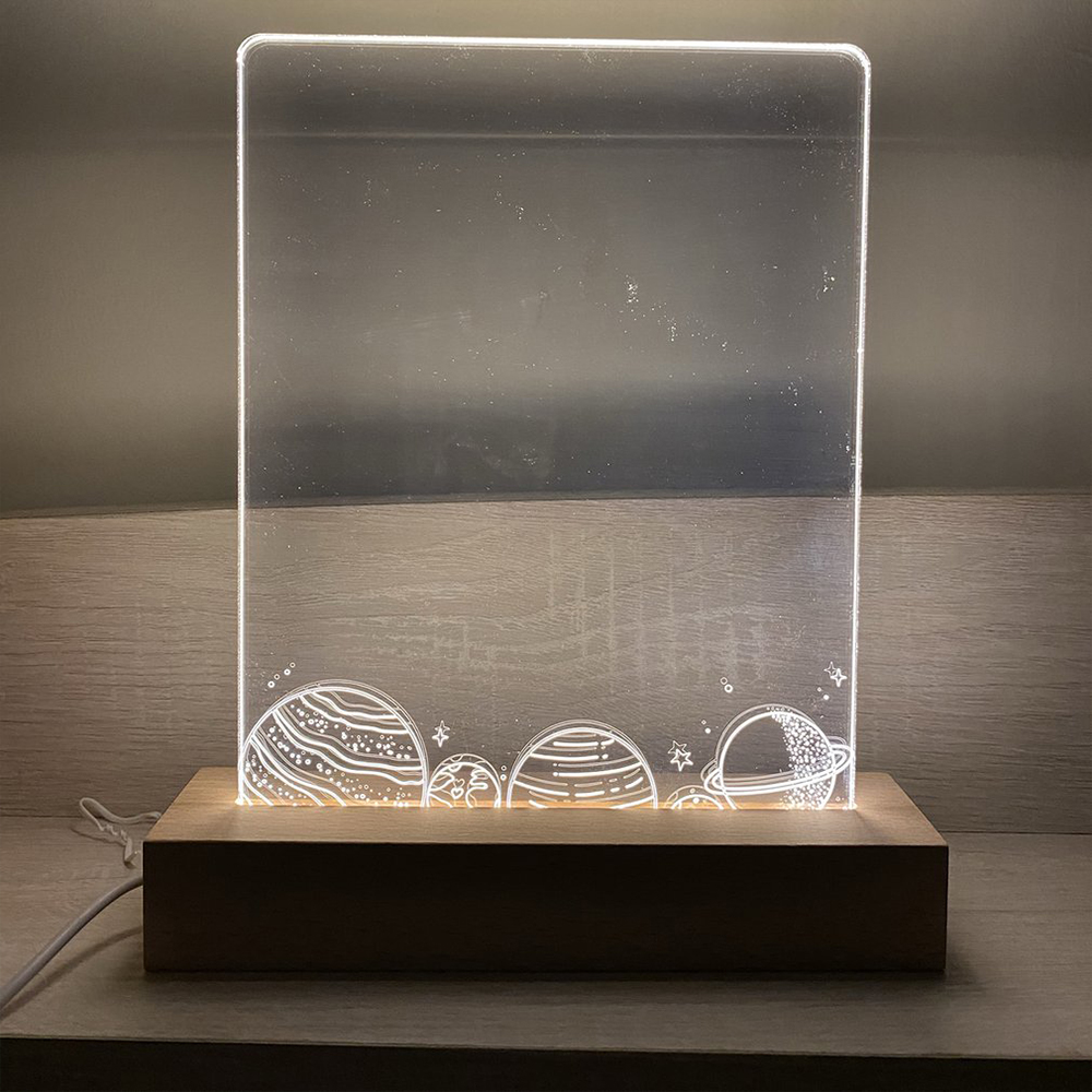 Rechteckiger LED-Sockel aus massivem Holz, leuchtende Basis für Harz, Buchstaben, Lampe, Glas, Harz, Kunst, Holz, Licht, Anzeige-Basis, Heimdekoration