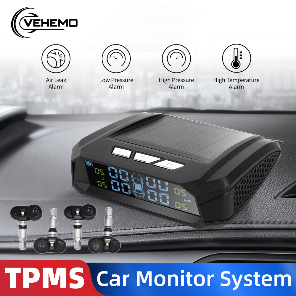 TPMS Car Tire Pressure Monitoring System Internal External Sensor Solar TMPS Control Wheels Wireless Tyre Pressure Sensor Alarm