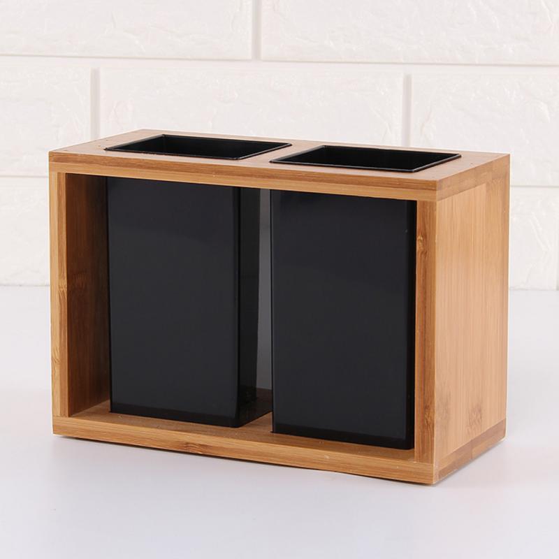 Kitchen Tableware Storage Box Bamboo Utensil Cutlery Holder Silverware Caddy Organizer For Forks Spoons Knives Countertop Supply: 19.7X9.5X13.7CM