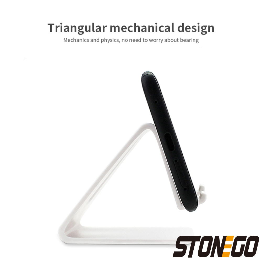 STONEGO 1 szt. Uchwyt na telefon przy biurku trójkątny stojak przenośny do Tablet z funkcją telefonu komórkowego uniwersalny plastikowy stojak na telefon