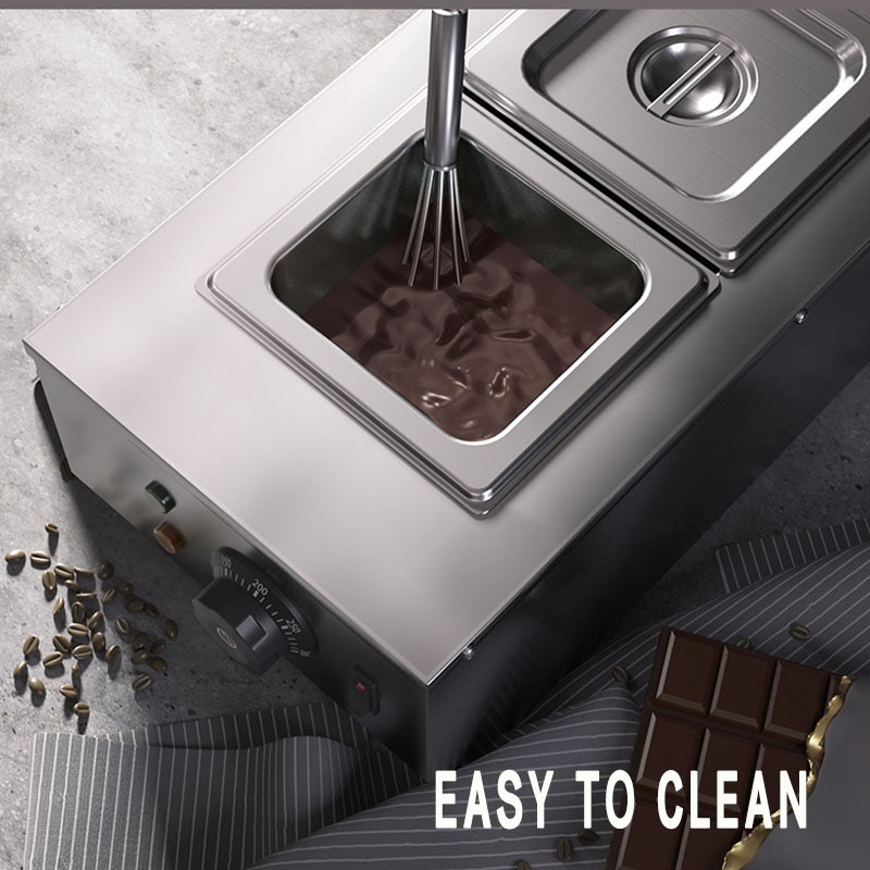 Chocolate melting pots commercial double chocolate dipping melting machine cylinder electric warmer melter 2 Lattices