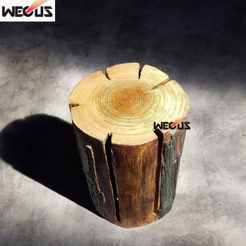 Produit breveté. Lumières de souche, lumières de tabouret en bois, lumière de pelouse en bois d'imitation