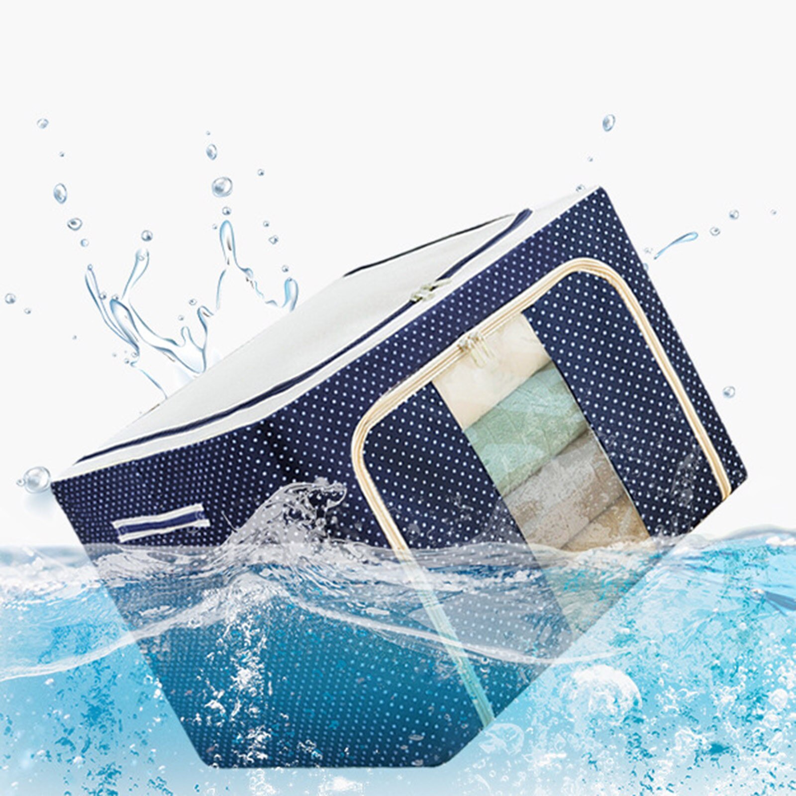 Oxford cloth storage box foldable dirty clothes transparent collection box moisture-proof quilt storage bag with zipper