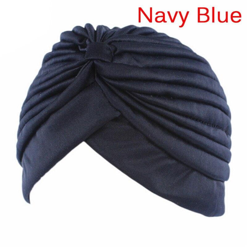 Vrouwen Elastische Stretch Mutsen Muts Bandana Grote Satijnen Bonnet Hijab Cap Hoed Voor Musleim Womens Effen Kleur Moslim Tulband Cap: Blauw