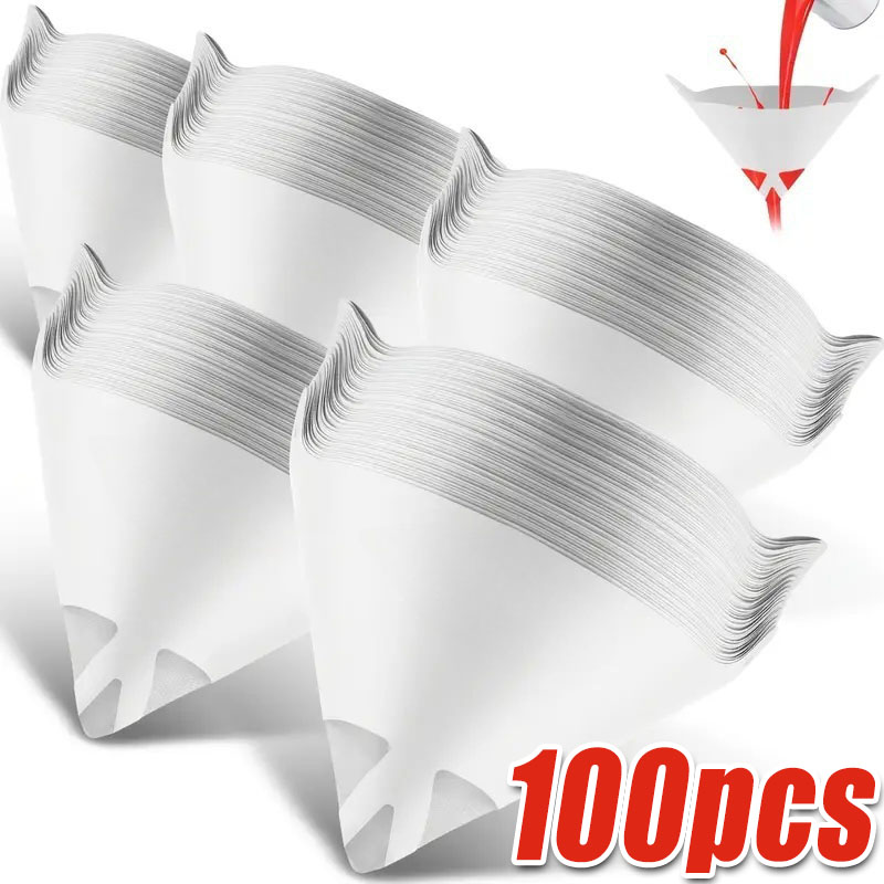 Filtro de papel desechable para coche, 10-500 Uds., 190 malla, taza purificadora, malla para pintura en aerosol, herramientas de embudo de papel cónico de nailon micrón