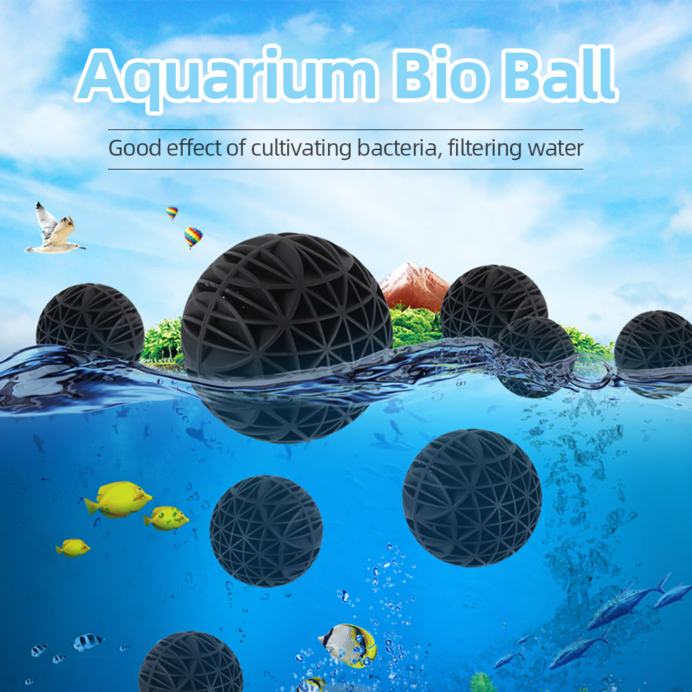 Bolas biógenas de cuero negro para acuario, filtro de bote húmedo/Seco, Nano tanque de peces de 18mm, 100 piezas