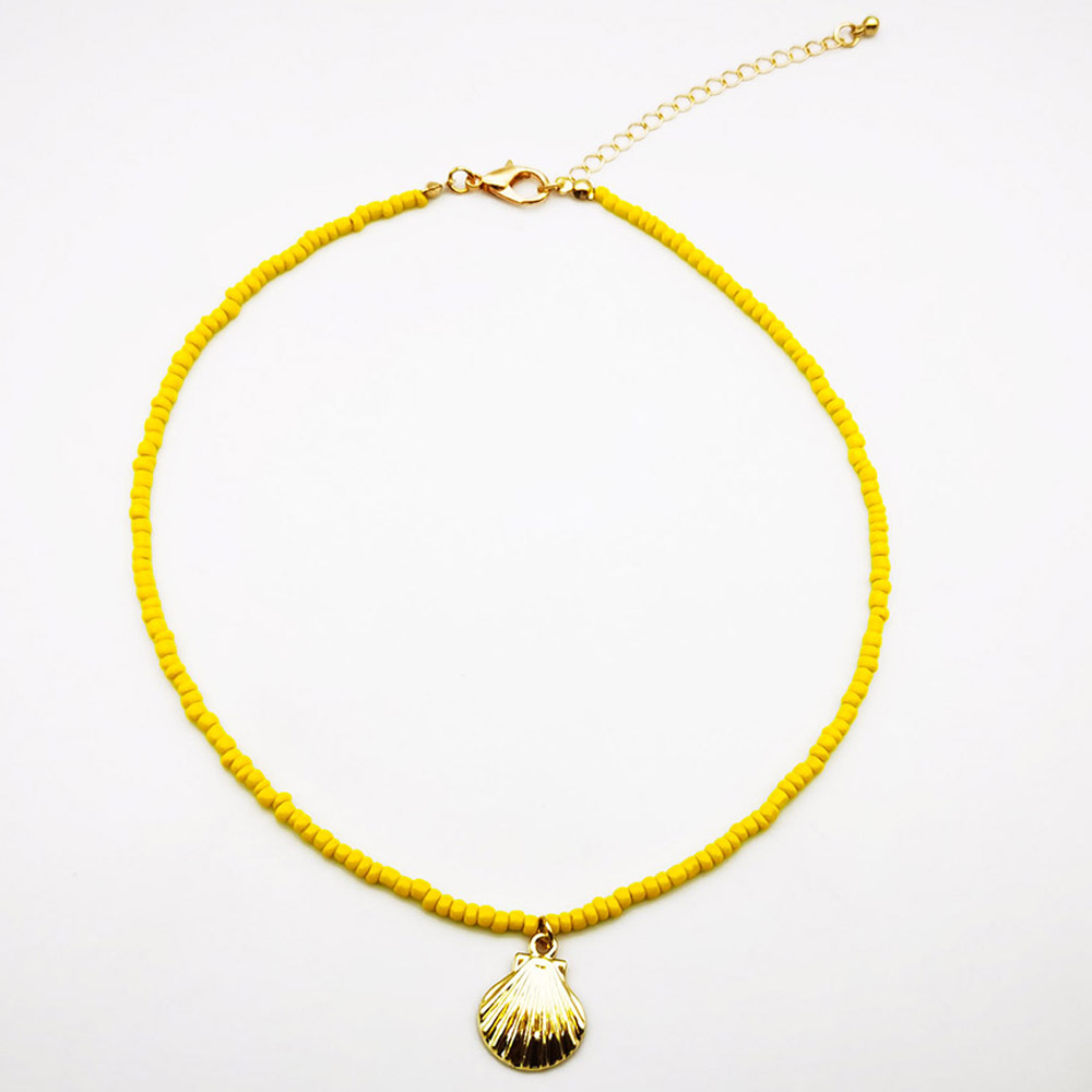 Collar con colgante de cuentas hecho a mano de varias capas, Gargantilla de amor de corazón de estrella de mar étnica, joyería de playa, de Bisutería: Chapado en oro antiguo