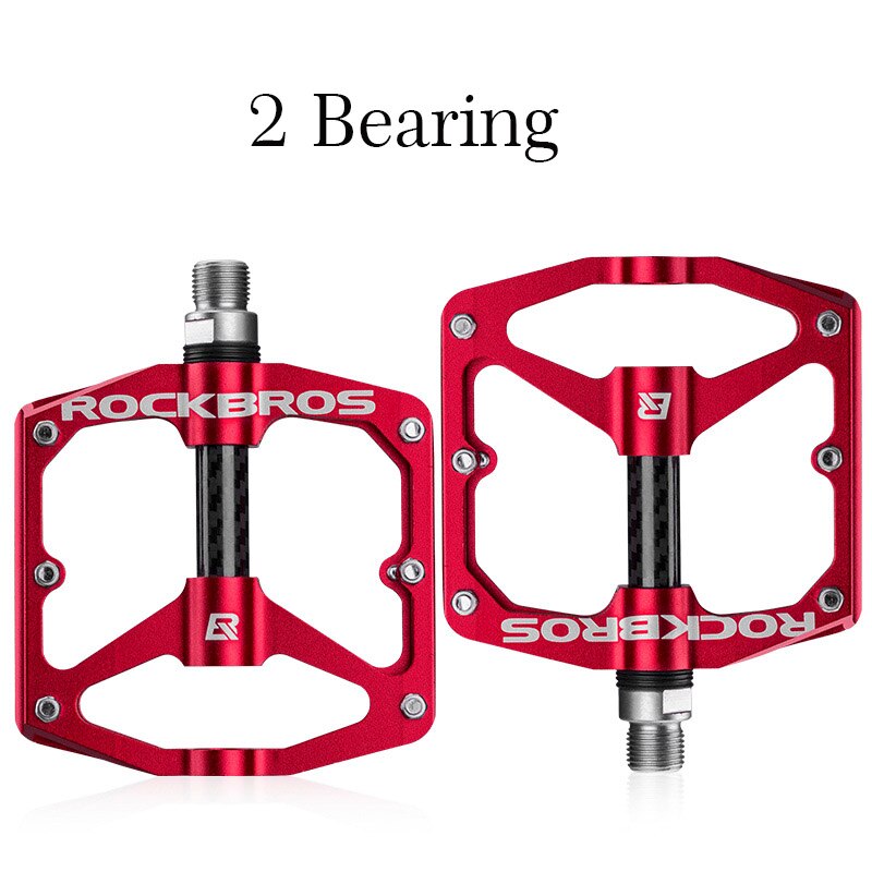 ROCKBROS Anti-slip Bicycle Pedals 4 Sealed Bearings Mountain Bike Pedal Ultralight MTB Pedals Aluminium Alloy Cycling Falt Pedal: Red 1