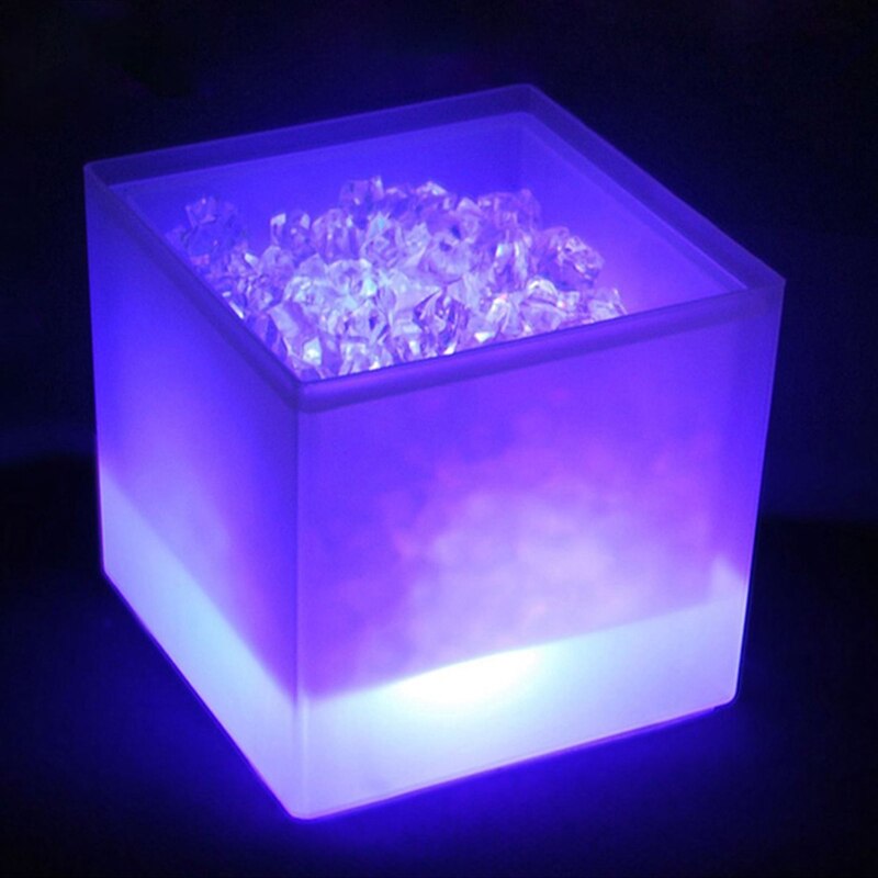 Barra de cubitera cuadrada de doble capa LED duradera, soporte de agua para vino helado R66B