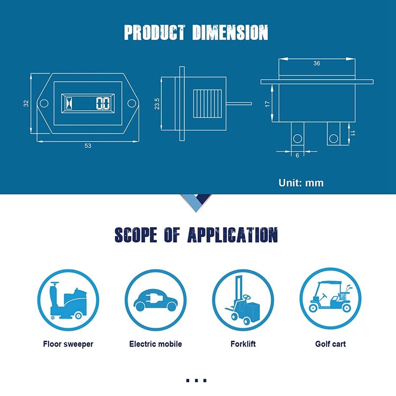 Digital Hour Meter For Lawn Mower Generator Motocycle Farm Tractor Marine Compressor Outboards Chainsaw And Other AC/DC
