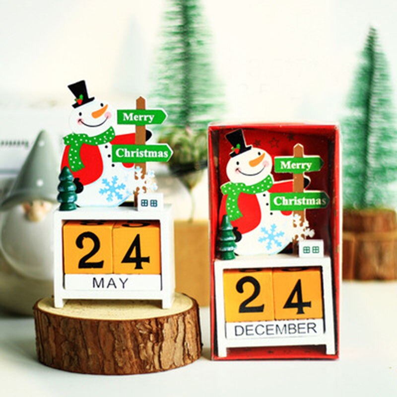 Calendario Vintage perpetuo Manual de madera, accesorio de escritorio para oficina, de Navidad, decoración del hogar: 1