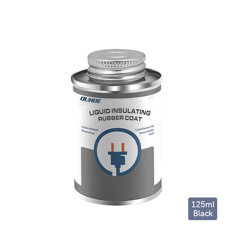 30/125ml Liquid Insulating Tape Repair Rubber Electrical Wire Cable Coat Fix Line Glue Waterproof Seal Temperature Resistant: Black   125ML