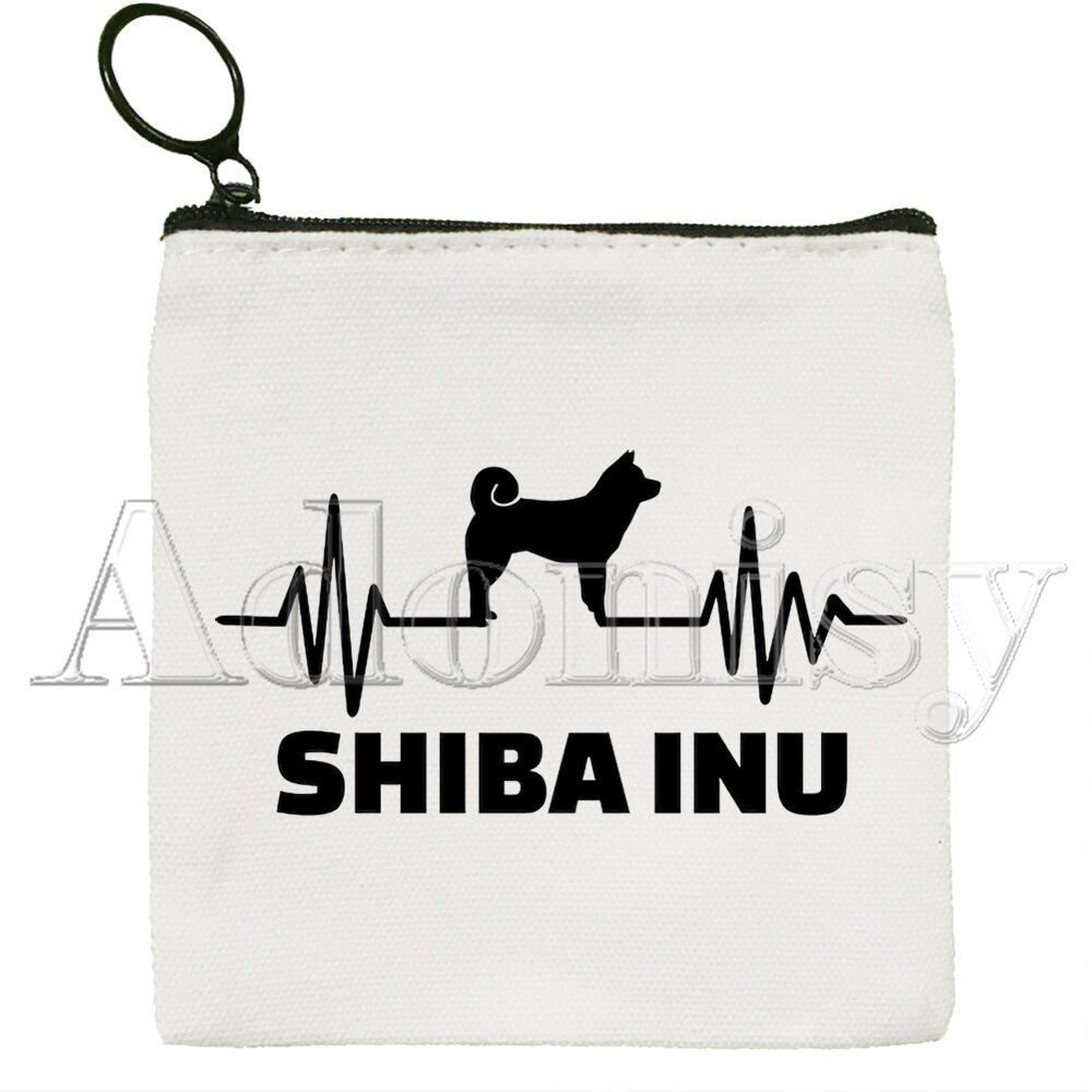 Shiba Inu Dog Japanese Cute Dog Mini Coin Purse Canvas Student Wallet Coin Case Zipper Hand Female Key Case: J