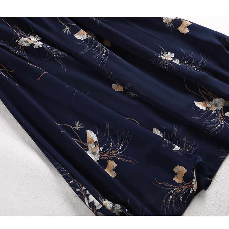 5XL Japanese Traditional Kimono Dress Women Girls Yukata Streetwear Belt Floral Print Plus Size V Neck Vintage Style Obi Navy