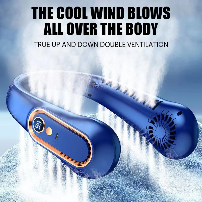 3000mAh ventilateur de cou suspendu Portable sans lame Mini USB Rechargeable muet LED affichage numérique ventilateur électrique refroidisseur d'air d'été ﻿