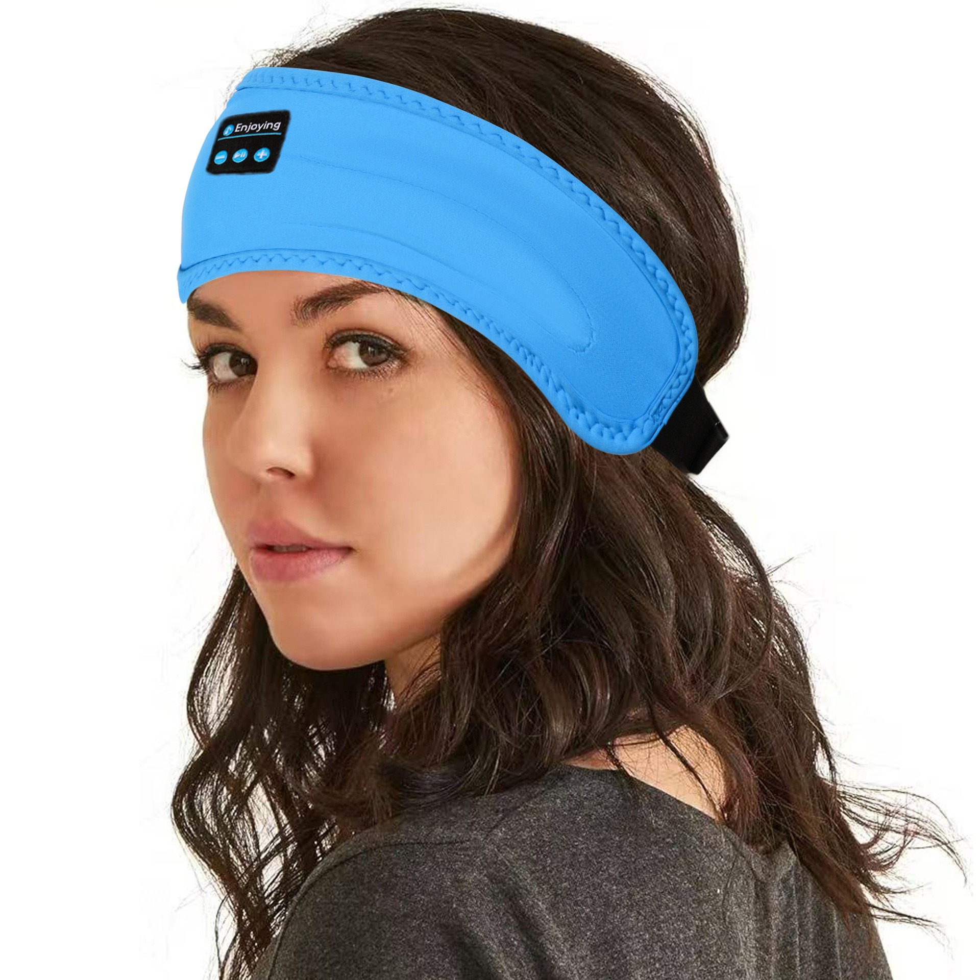 Fone Bluetooth-Kopfhörer, Sport-Schlaf-Stirnband, elastische kabellose Kopfhörer, Musik-Augenmaske, kabelloses Bluetooth-Headset-Stirnband: Blau