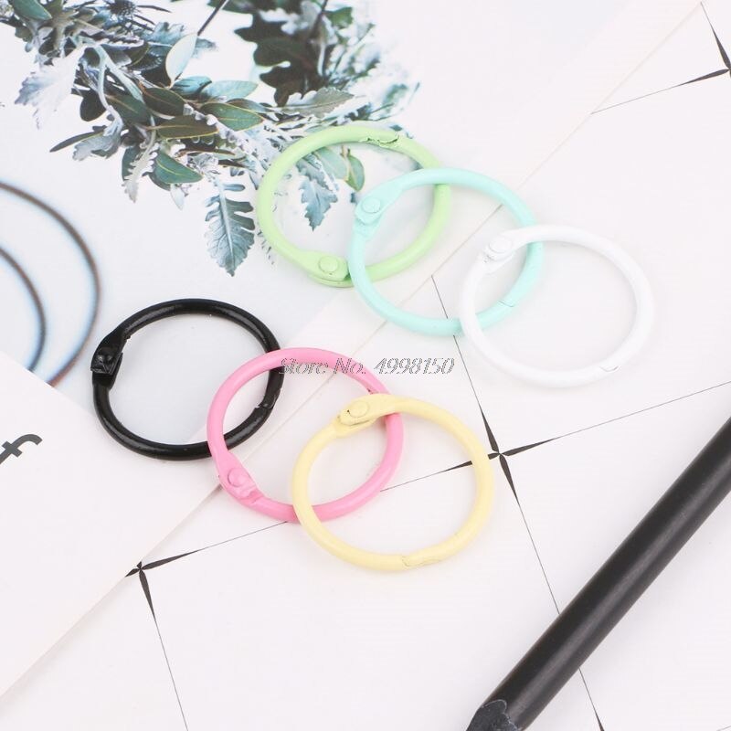 Anillas de Metal para encuadernar hojas sueltas, aros para libros, álbumes DIY, suministros de oficina y escuela, manualidades, , 10 Uds.