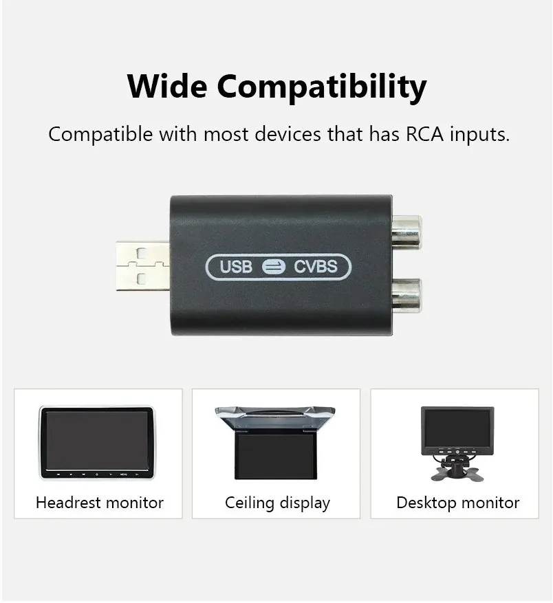USB Interface Zu RCA Video Out Adapter Verbinden Kopfstütze Monitor Für Android System Auto Radio Multimedia AV Ausgang Player Video