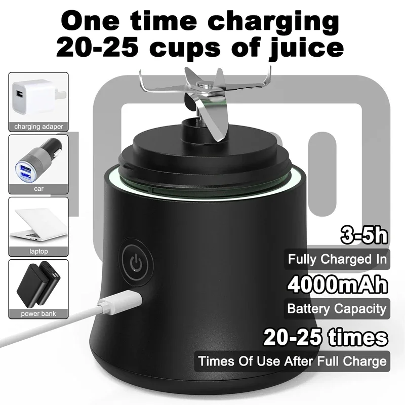 Bärbar mixer med 600ml elektriska juicepressar, fruktmixers, 4000 mah usb-anslutning, smoothie, minimixer, personlig juicepress, färgglad