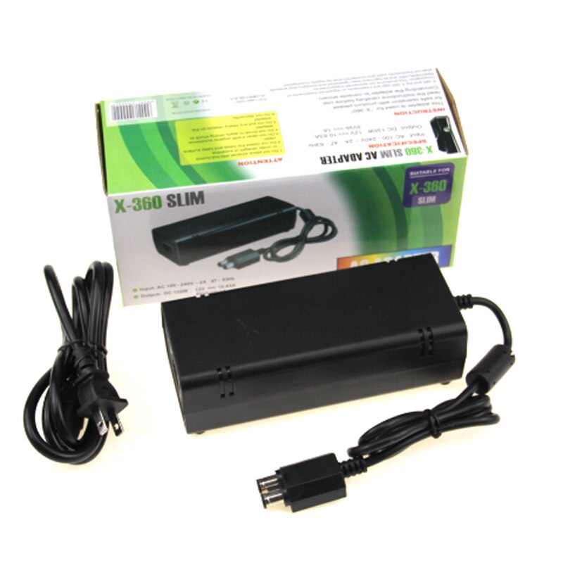 Us plug ac adapter strömförsörjning laddare kabel sladd tegel för xbox 360 slim xbox 360 slim ac adapter konsol med eu kontakt optiona