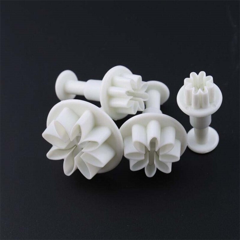 4 Stuks Bloem Plum Plunger Fondant Mold Cutter Cake Cookie Decorating Fondant Cookie Cutter Decorating Gereedschap Bakken Accessoires