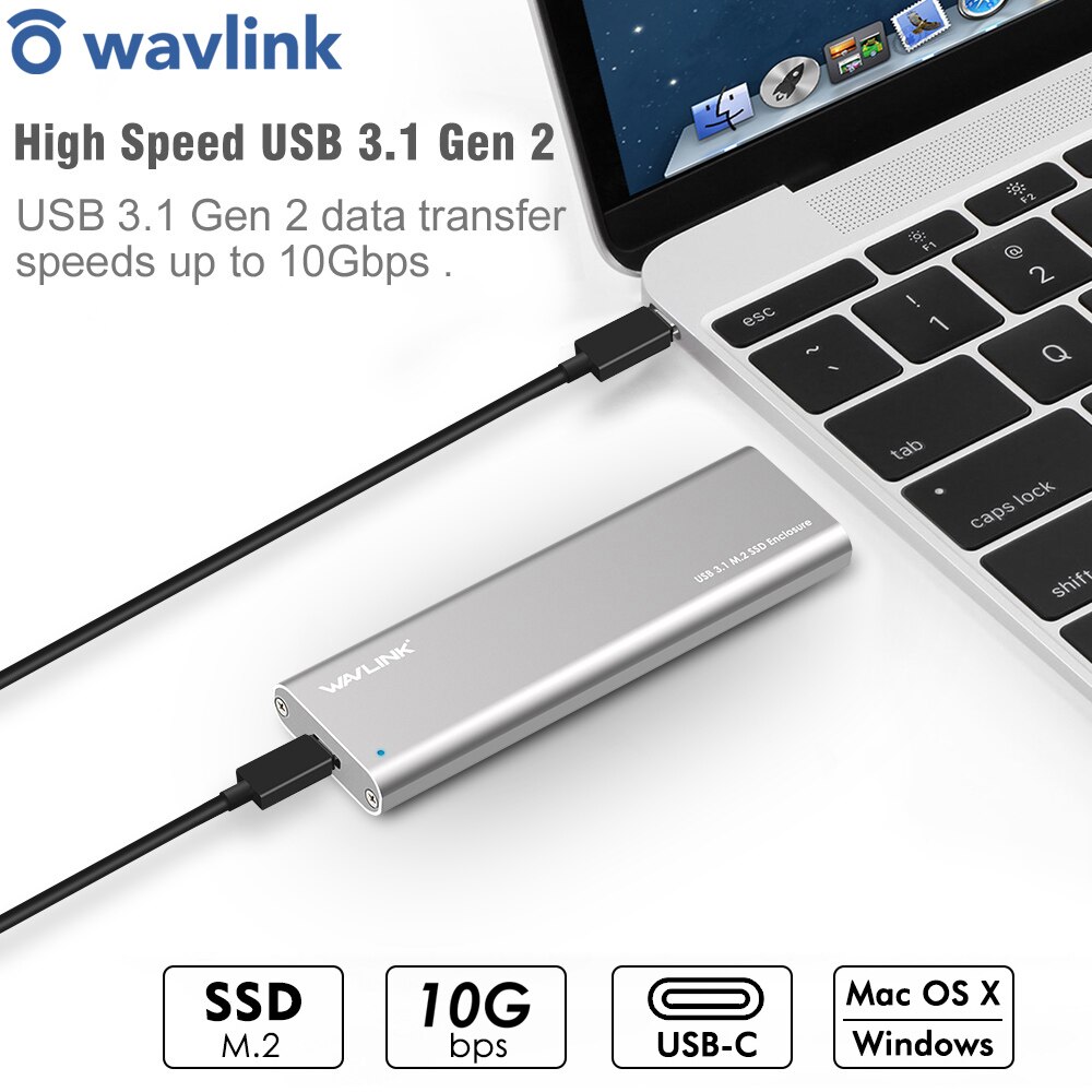 Wavlink USB C Gen 2 10Gbps M.2 SSD Gehäbenutzen B Schlüssel Externen Adapter NGFF Sata HDD Stock Für M.2 SSD 2230/2242/2260/2280 USAP