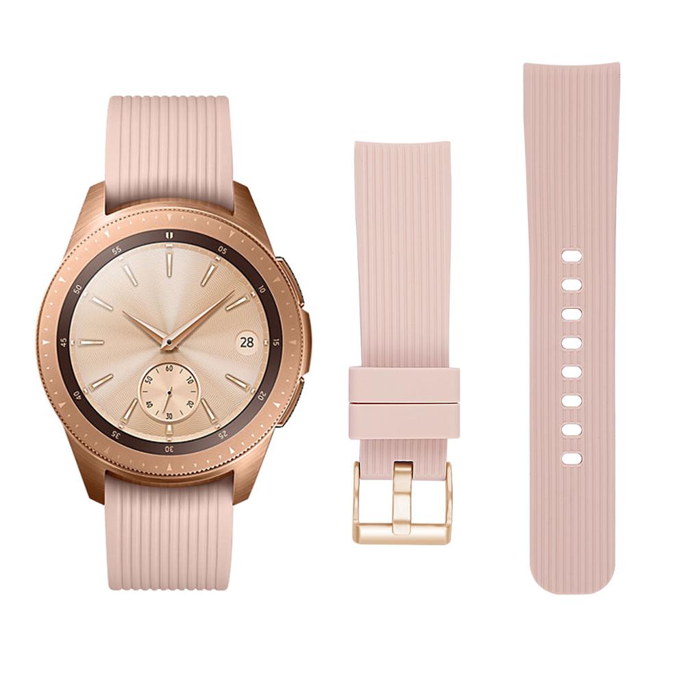 Bracelet en Silicone pour montre, Samsung Galaxy Watch, 42mm Active 2, 44mm, 40mm, en caoutchouc, rechange, Bracelet à boucle dorée: Apricot / Galaxy Watch 3 41mm / S small