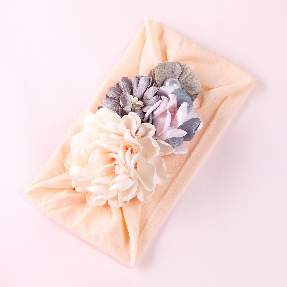 Mädchen freundlicher Baby Bogen Hairband Elastische Stirnbänder Nette 3D Blume strecken Turban Blume Kopf wickeln Kleinkind Prinzessin Haar Zubehör: gelb