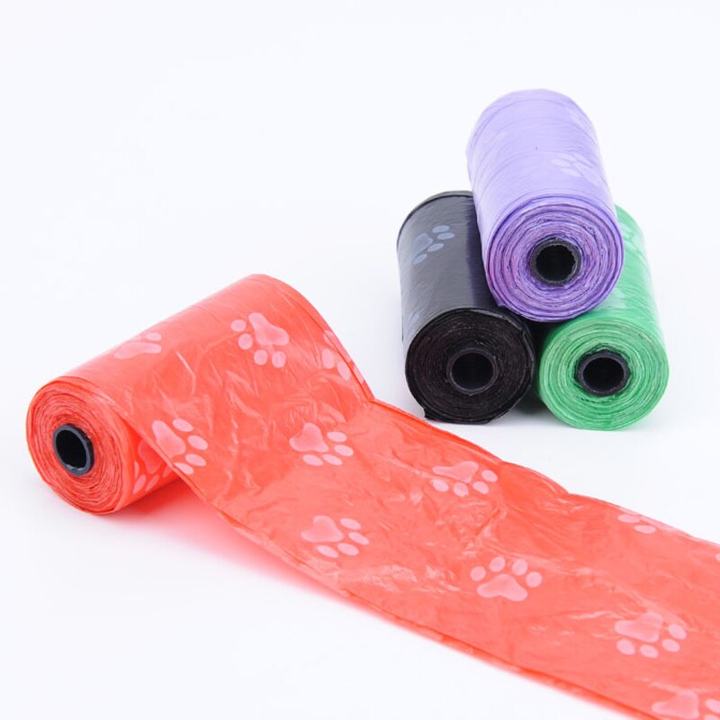 1Roll 15pcs Pet Waste Poop Bags Degradable Dog Waste Bags Dog Garbage Clean-up Bag PE Puppy Cat Poop Cleaning Dog Pooper Bag