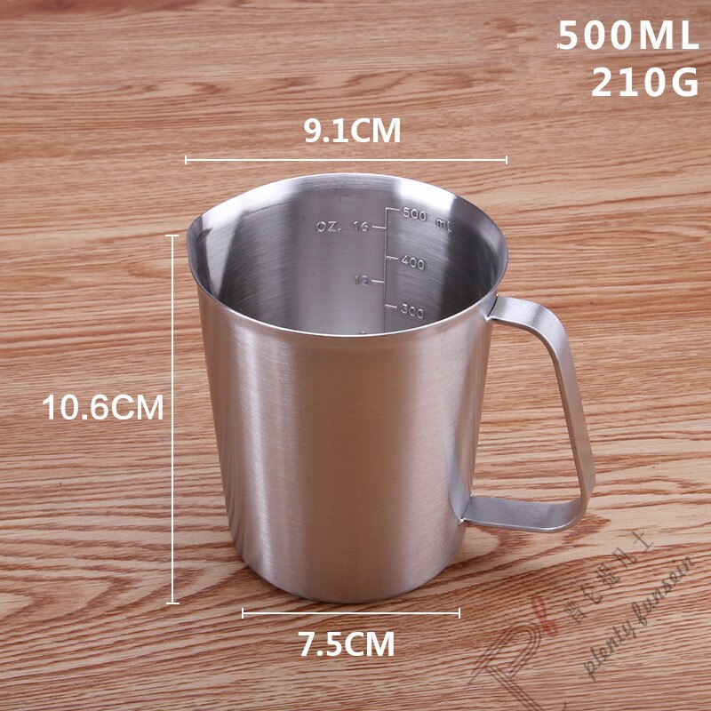 Thickened 304 stainless steel measuring scale cup graduated cylinder milk tea baking eggs spoon 500ml/700ml/1000ml/1500ml/2000ml: 500ml