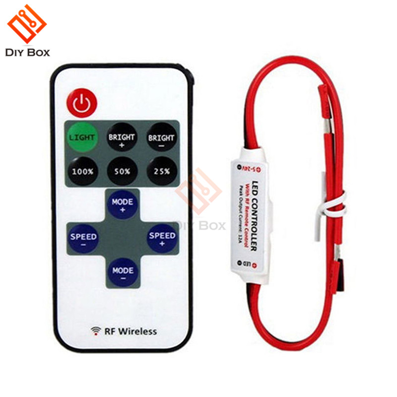 1Set 12V RF Mini Wireless Controller Switch LED Dimmer with Remote Switch Mini In-line LED Light Controller/Dimmer