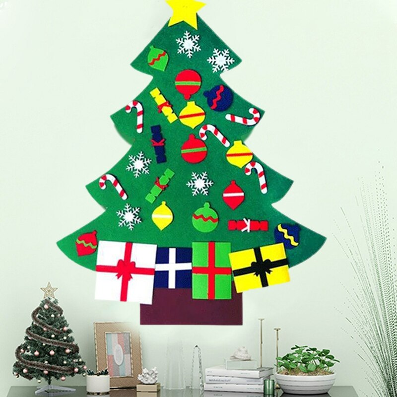 Voelde Kerstboom Voor Kids 3.2Ft Diy Kerstboom Met Peuters 30Pcs Ornamenten Voor Kinderen Xmas Opknoping hom