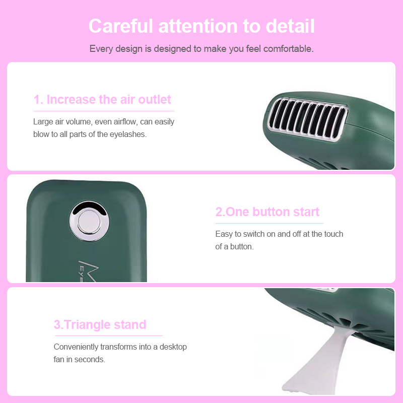 Wimperventilator, föhn, speciale sneldrogende ventilator, mini draagbare airconditioner, wimperverlengingsdroger, lijmblazer