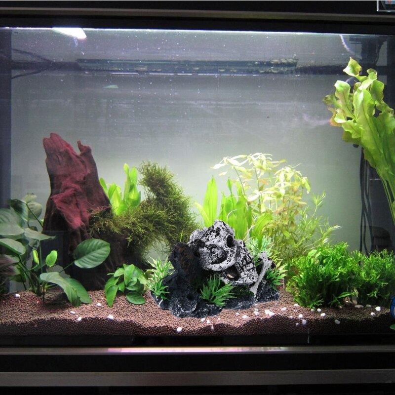 Pirate Skull Skeleton Aquarium Ornament Hiding Cave Fish Tank Decoration Decor