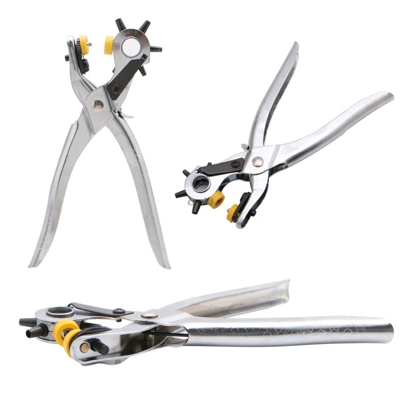 Leather Holes Punch Pliers Tool Heavy Duty Revolving Belt Hand Pliers Eyelet use for Leather, Paper, Plastic