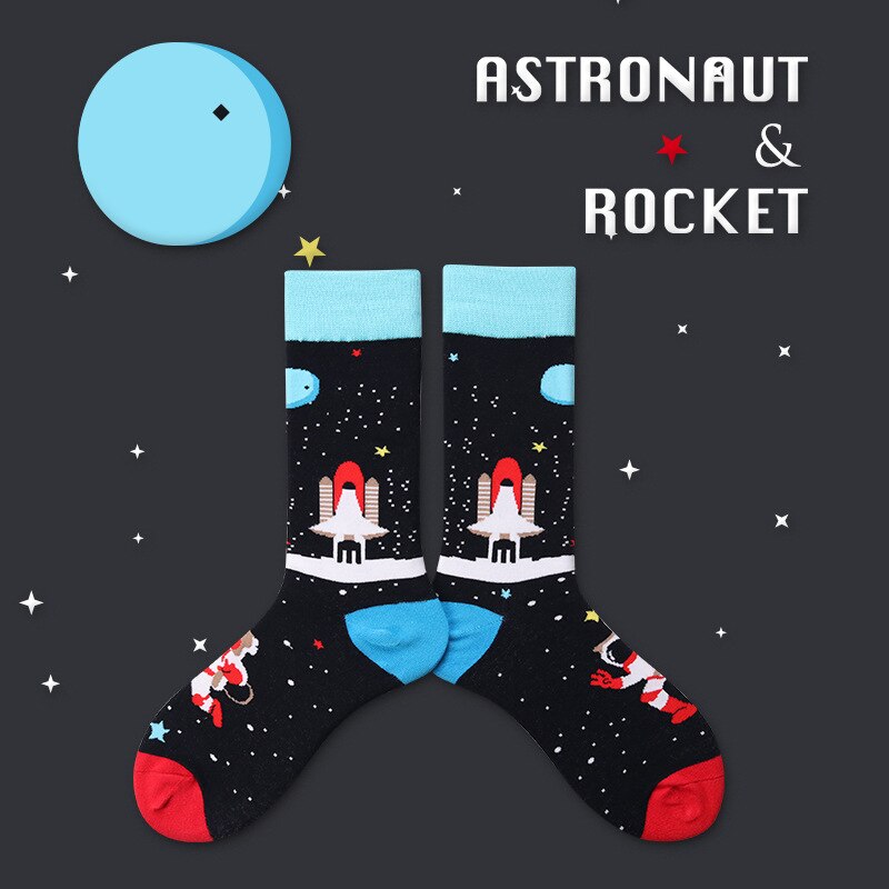 autumn and winter outer space socks 1 cotton socks couple tube socks cartoon alien socks