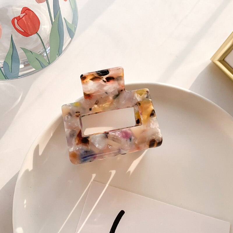 Leopard Print Hair Claws Geometric Hair Clamp Grab Hair Styling Hair Clips for Women Girls Hairpin Hair Accessories: Mixcolor