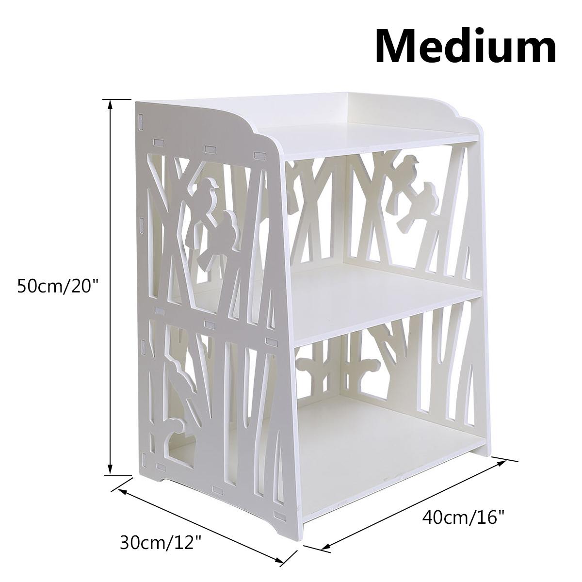 Home White Bedside Table Shelf Rack Hollow Carved Modern Simple Cabinet Nightstand Storage Organizer Living Room Bedroom: M