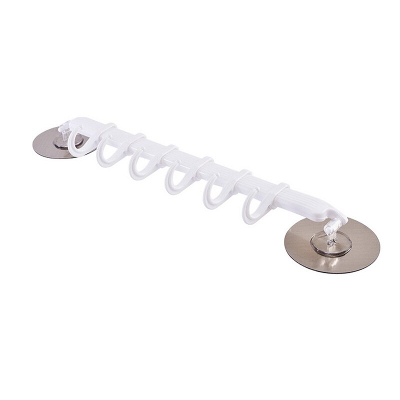 Seamless 6 Hook Hooks, Kitchen Wall Suction Plastic Hook, Bathroom Door Six Row Hook: white new