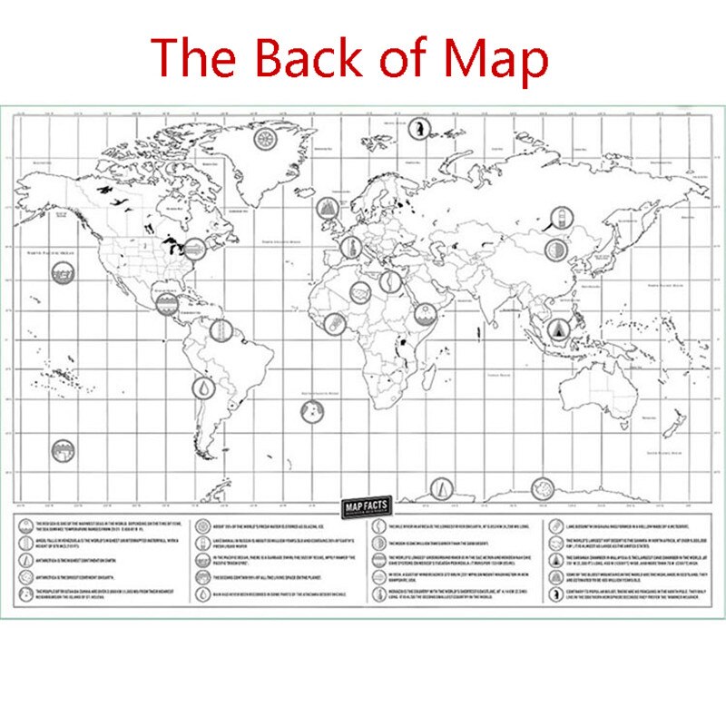 Vintage World Travel Map Scratch Off World Map Travel Scratch For Map 42x30cm Room Home Office Decoration Wall Stickers Mini