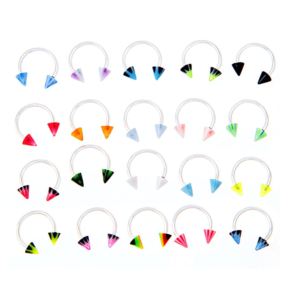 Nose piercing Septum Women Accessories 2pcs/set Steel Spike&Ball Horseshoe Piercing Circular Barbell Nose Hoop Ring Body Jewelry