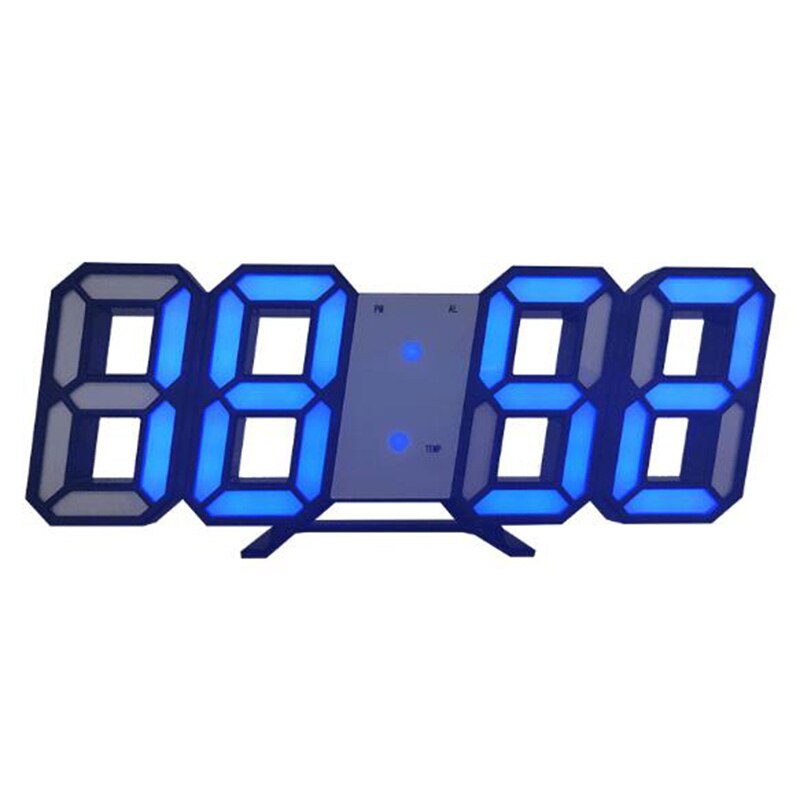 modern 3D groß Mauer Uhr LED Digital USB elektronisch Uhren an das Mauer leuchtend Alarm Tabelle Uhr Schreibtisch Heimat Dekor: Blau B