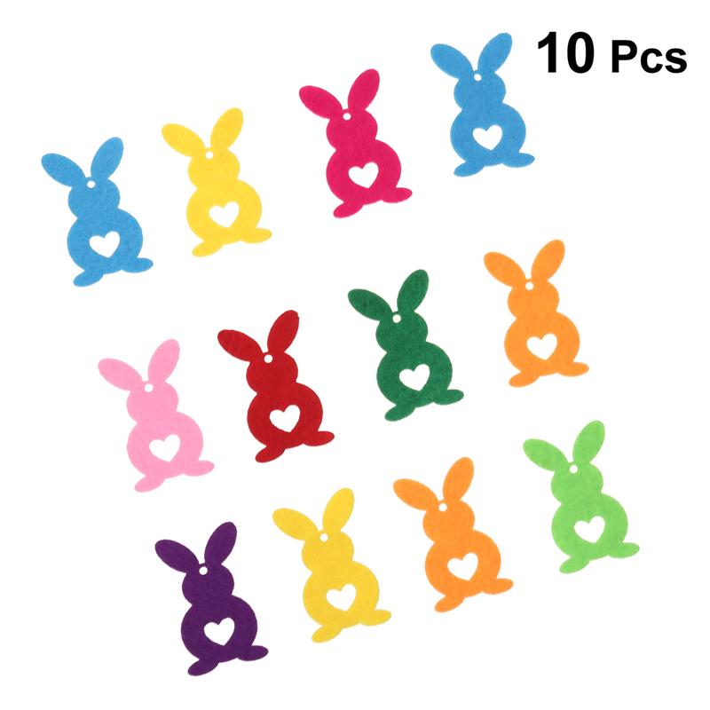Décor de lapin de pâques non tissé 10 pièces, mignon et pour sac vêtements (couleur mixte)