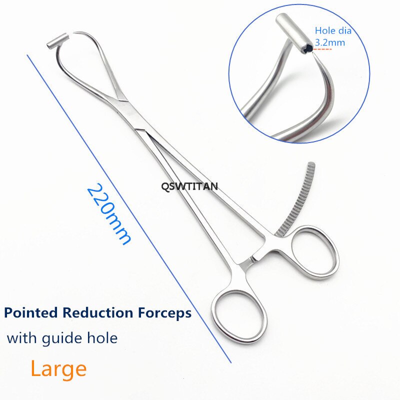 Pinzas de reducción puntiagudas ortopédicas con orificio de guía, pinzas de reducción ósea de acero inoxidable: With Serrated-L