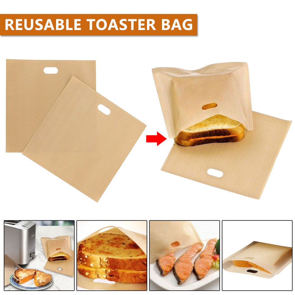 Non Stick Reusable Bread Bag Toaster Bag Grilled Cheese Sandwiches Bags Coated Fiberglass Toast Microwave Heating Pastry Tools