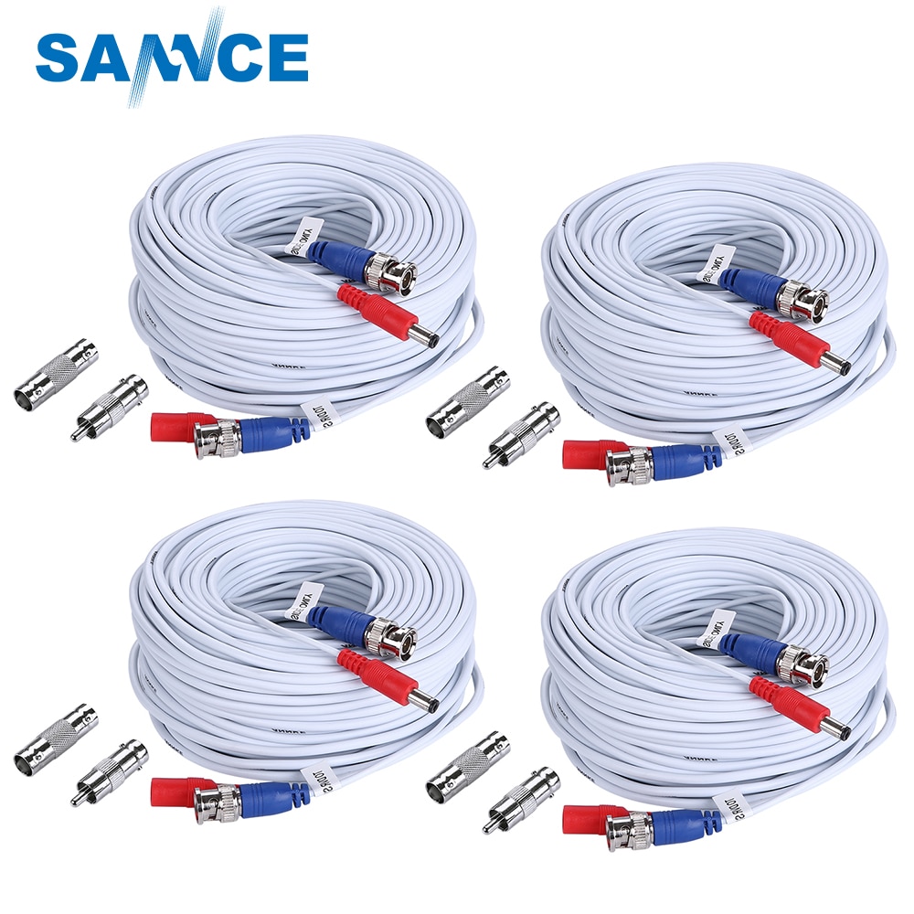 SANNCE 4 Pack 30 M 100ft CCTV BNC + DC Plug Video Power Cable Voor Draad AHD Camera En DVR Surveillance Systeem Accessoires