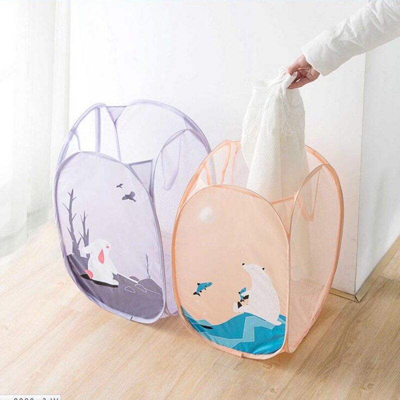 Panier à linge pliant Pop-Up, pour vêtements sales, soutien-gorge grande capacité, sous-vêtements, sac à linge en maille de lavage, dessin animé