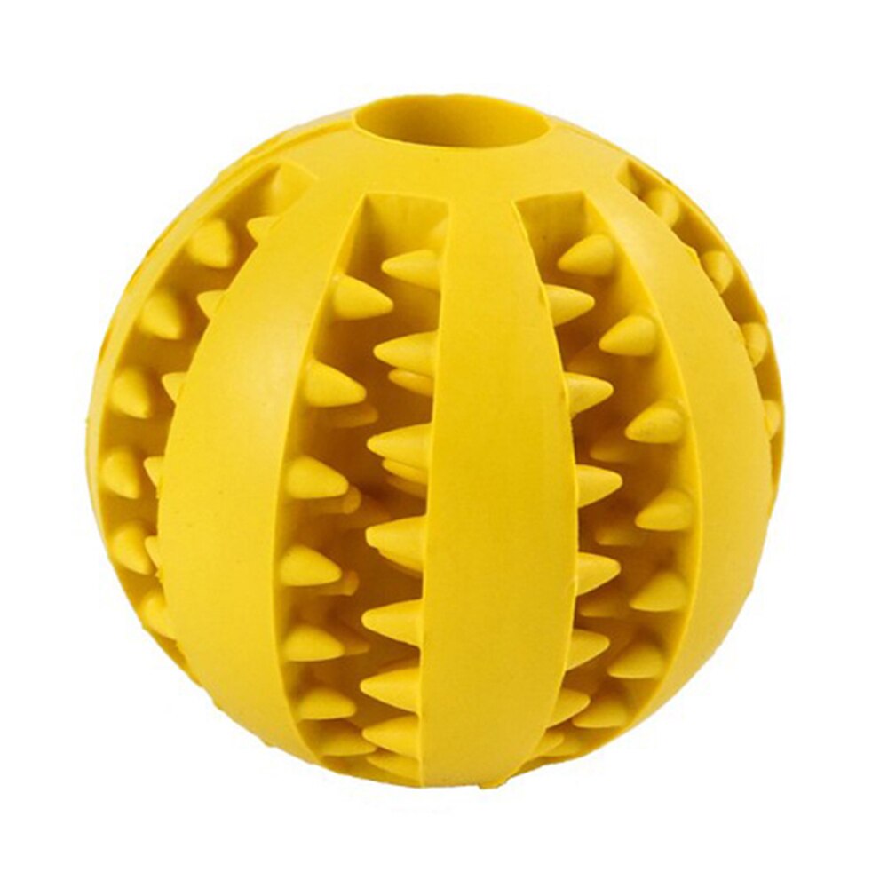 Soft Pet Dog Cat Toys Interactive Elasticity Ball Chew Toy Puppy Tooth Clean Ball Of Food Extra-tough Rubber Ball Feeder: Yellow / M 6cm