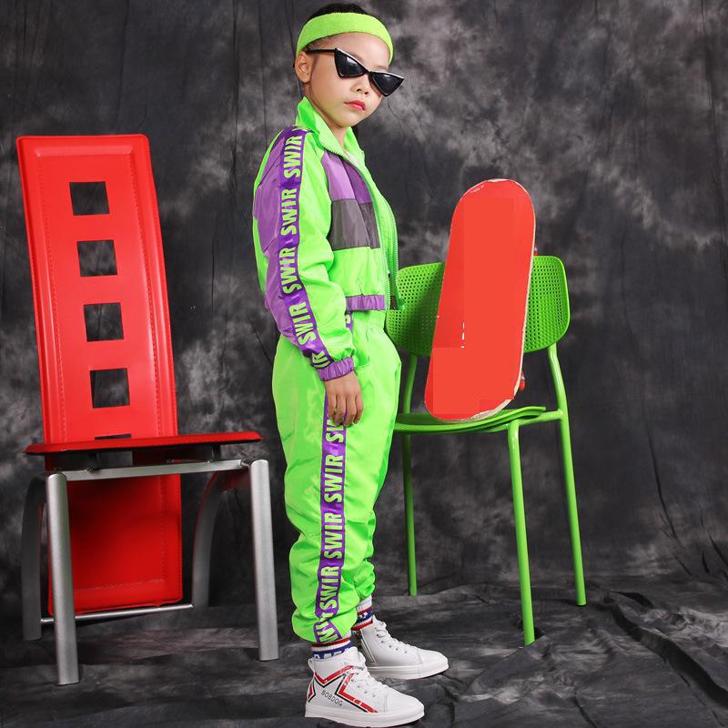 Trajes de baile de Hip Hop para niños y niñas, trajes de Danza moderna de Jazz, trajes de fluorescencia, trajes para niños, trajes de escenario