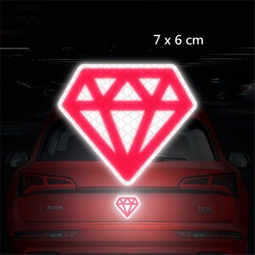 2pcs Diamond Pattern Reflective Sticker for Car Decoration Night Safety Warning Tape Vehicle Decal Cartoon Made with 3M: DiamondRed